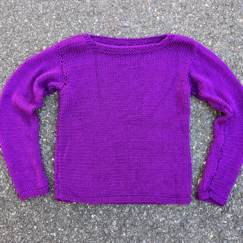 Vintage 70s 80s Handmade Purple Square Neck Soft Acrylic Sweater Medium